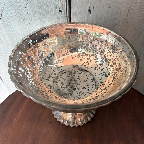 Silver Mercury Glass Pedestal Bowl - Picture 5 of 11